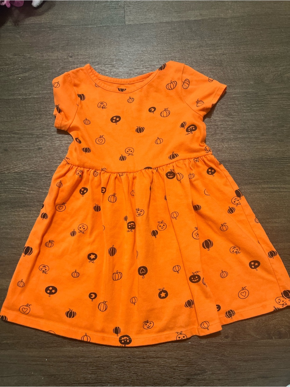 Cat & Jack Orange Halloween Pumpkin Print Dress